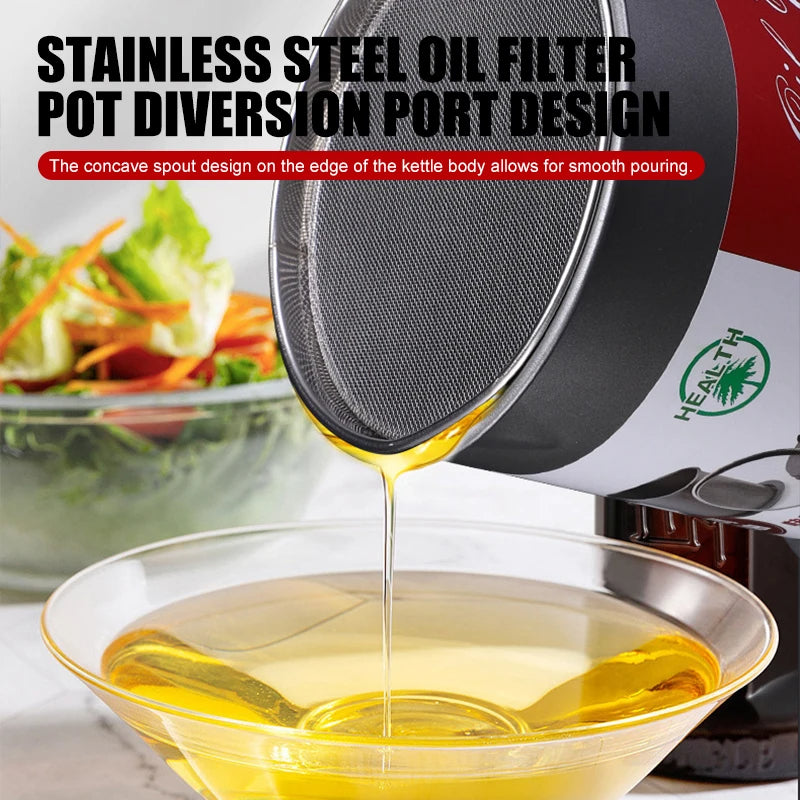 1.4L Oil Strainer Pot - Ideal for storing Frying Oil
